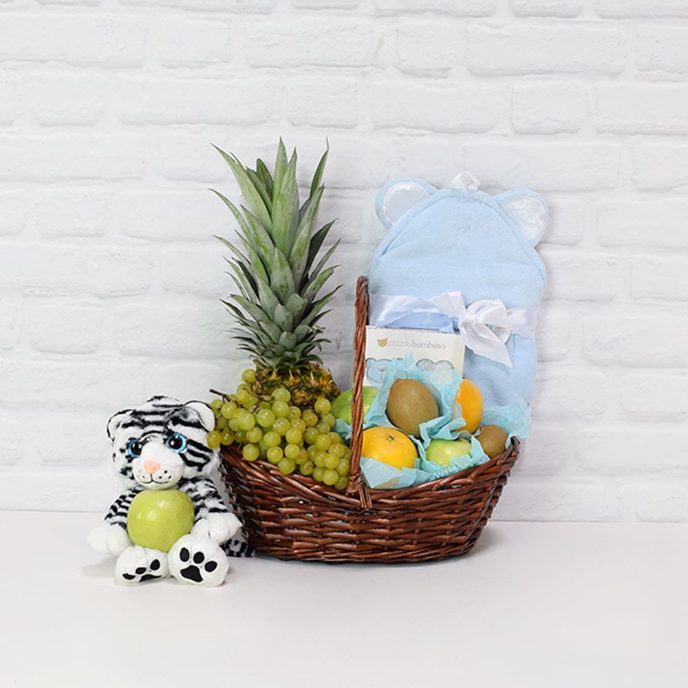 Luxury Baby Basket with Plush Tiger – how the gift is presented
