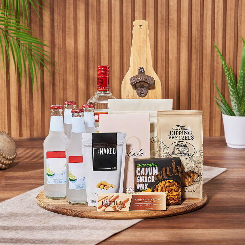 Coolers &amp; Crunch Liquor Basket – Chicago baskets – Chicago delivery
