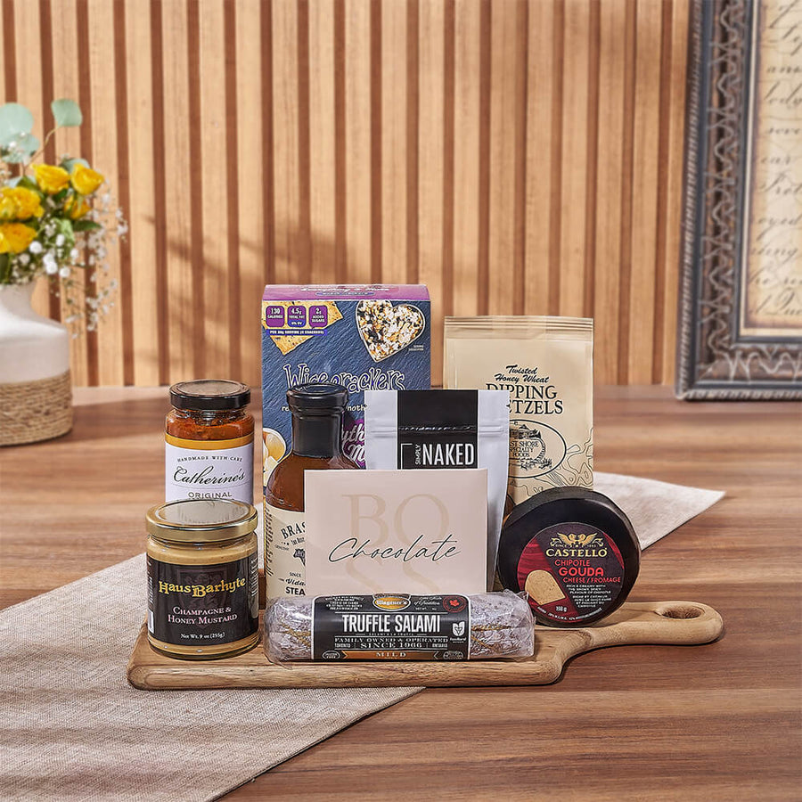 Decadent Dip Trio Gift Board, cheese gift, cheese, salami gift, salami, charcuterie gift, charcuterie, Chicago delivery