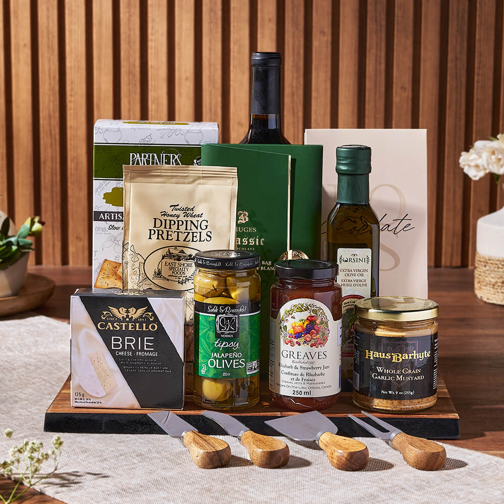 Delicious Gathering Wine &amp; Cheese Gift Set from Chicago Baskets - Wine Gift Basket - Chicago Delivery