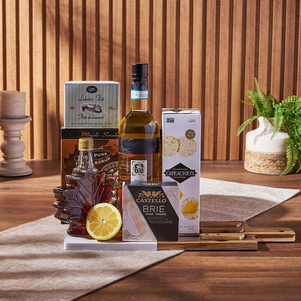 Deluxe Smoked Salmon &amp; Citrus Gift Basket with Wine from Chicago Baskets - Wine Gift Set - Chicago Delivery