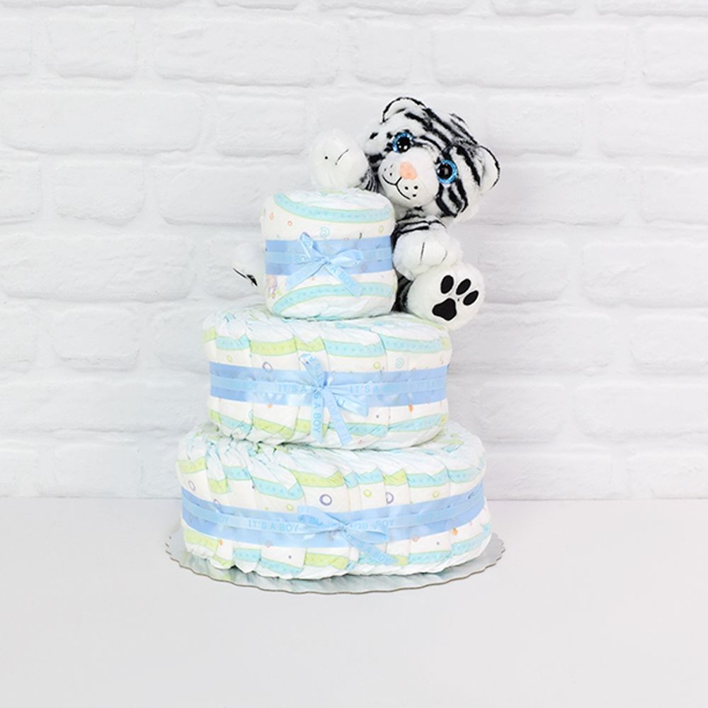 Diapers &amp; Plush Tiger Gift Set from Chicago Baskets - Baby Gift Basket - Chicago Delivery