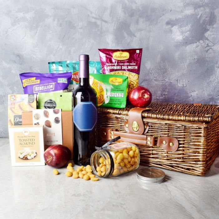 Diwali Gift Basket With Sparkling Gifts &amp; Goodies from Chicago Baskets - Wine Gift Set - Chicago Delivery