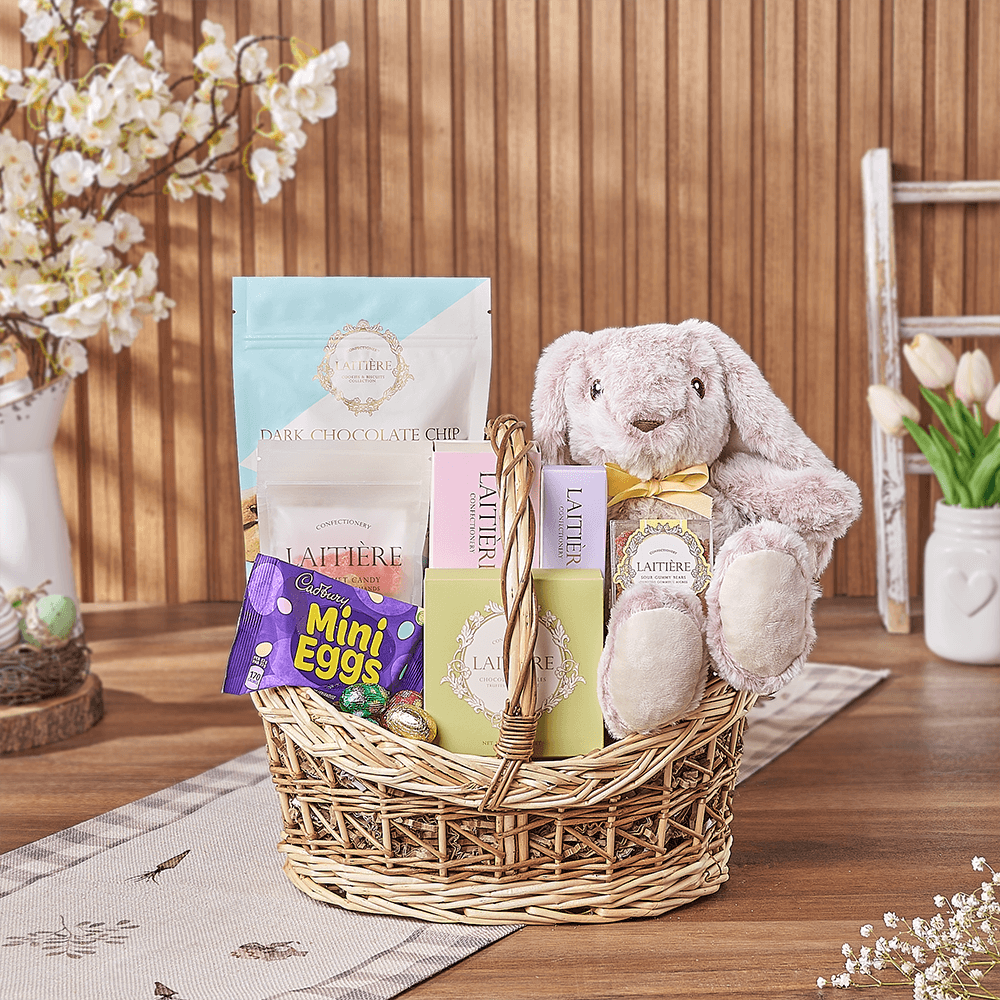 Easter Bunny Candy Basket, easter gift, easter, chocolate gift, chocolate, plush gift, plush, Chicago delivery