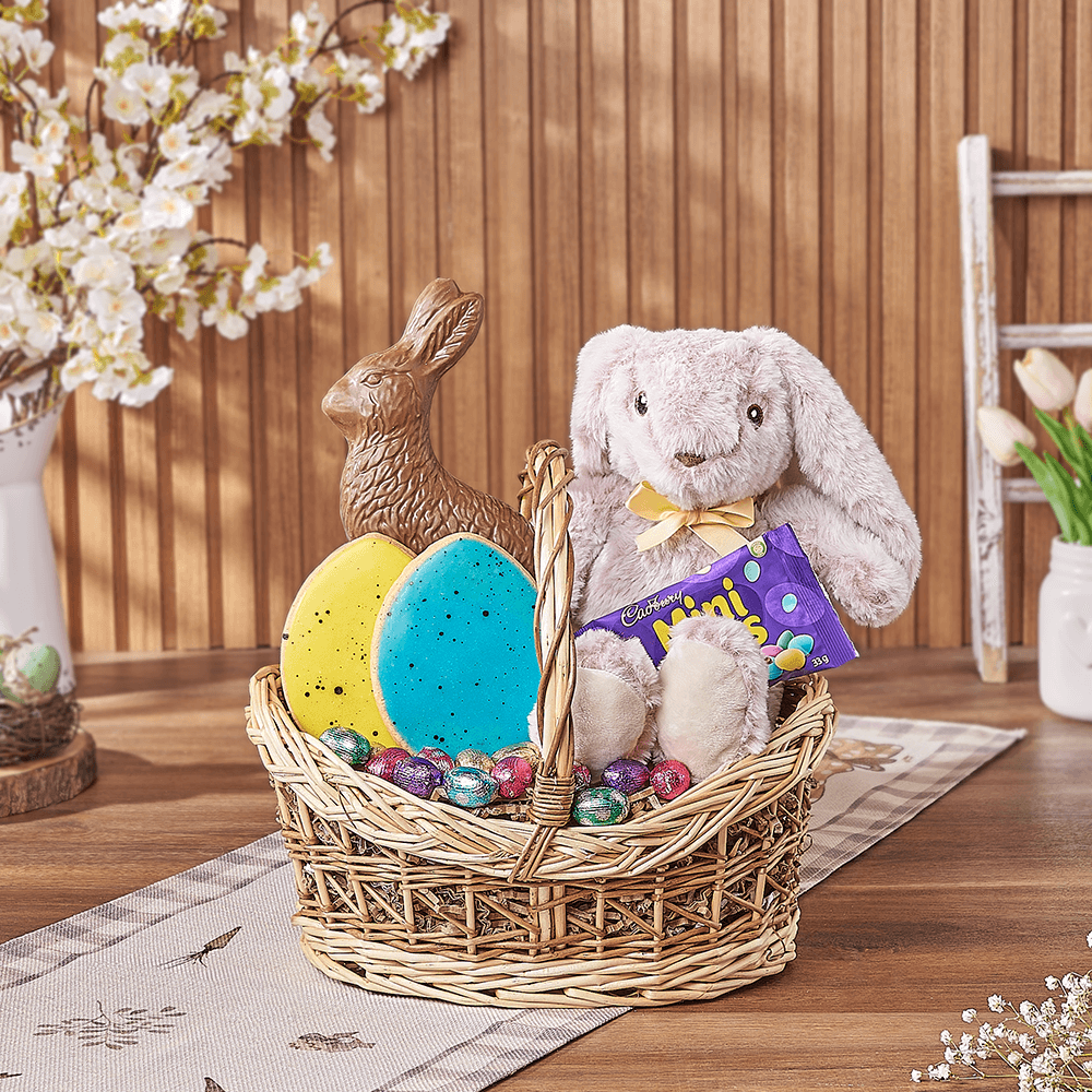 Easter Bunny Chocolate Treat Basket, plush gift, plush, chocolate gift, chocolate, easter gift, easter, Chicago delivery