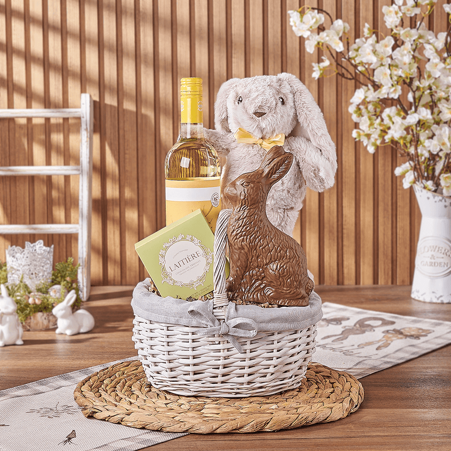Easter Bunny Wine & Chocolate Basket, easter gift, easter, wine gift, wine, chocolate gift, chocolate, Chicago delivery