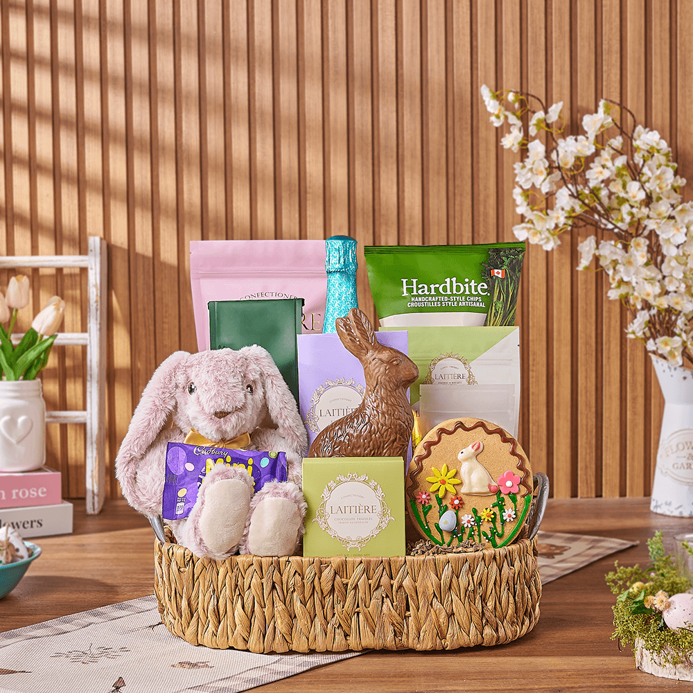 Easter Champagne &amp; Snack Basket, easter gift, easter, sparkling wine gift, sparkling wine, champagne gift, champagne, chocolate gift, chocolate, Chicago delivery