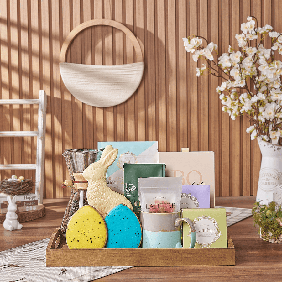 Easter Coffee & Treat Tray, easter gift, easter, chocolate gift, chocolate, cookie gift, cookie, coffee gift, coffee, Chicago delivery