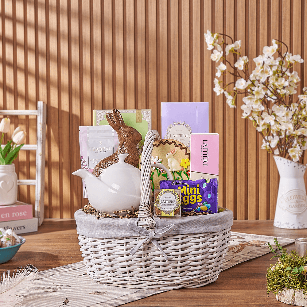 Easter Tea Party Gift Basket, tea gift, tea, chocolate gift, chocolate, easter gift, easter, easter basket, Chicago delivery
