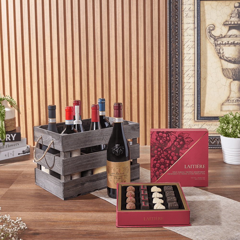 Exceptional Wine Gift Crate - Table Wines, wine gift, wine, chocolate gift, chocolate, luxury gift, luxury, Chicago delivery