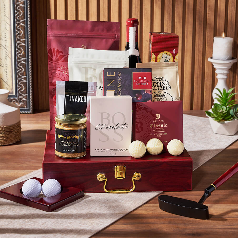 Executive Golf Wine &amp; Snack Gift Set from Chicago Baskets - Wine Gift Basket - Chicago Delivery.