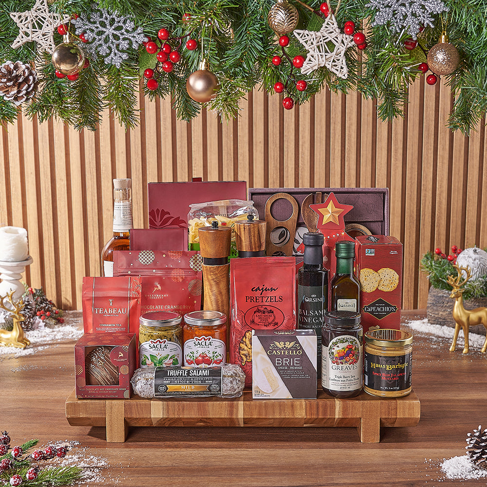 Festive Spirits &amp; Treat Board from Chicago Baskets - Liquor Gift Basket - Chicago Delivery