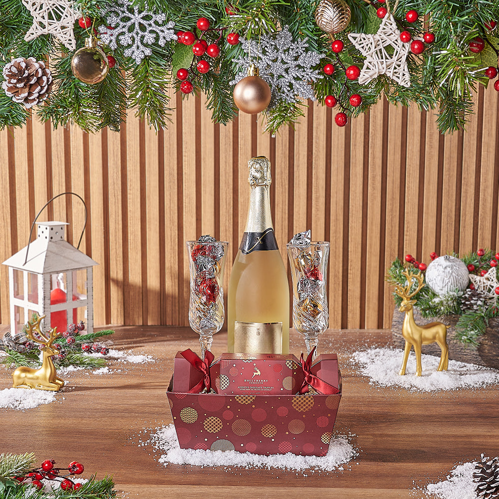 Festive Truffles & Champagne Set, champagne gift, champagne, sparkling wine gift, sparkling wine, chocolate gift, chocolate, Christmas gift, Christmas, Chicago  delivery