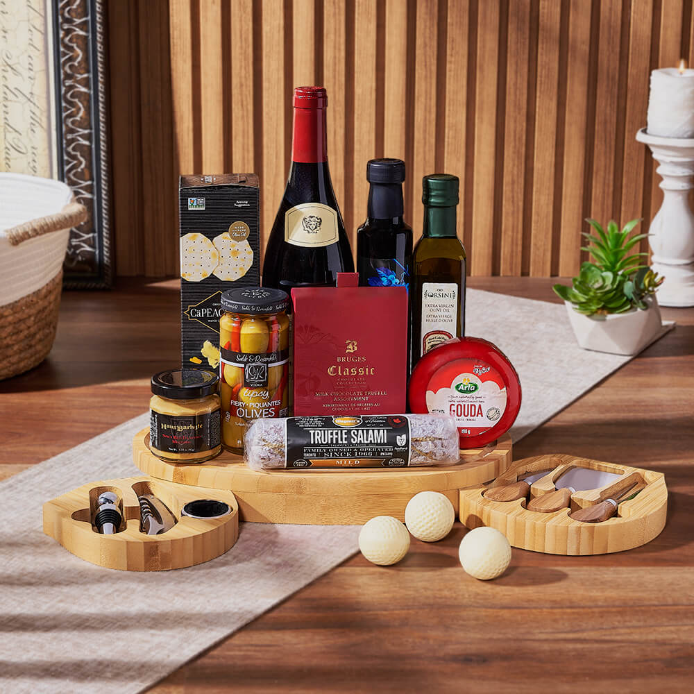 Golf Lover Wine Gift Basket – how the gift is presented