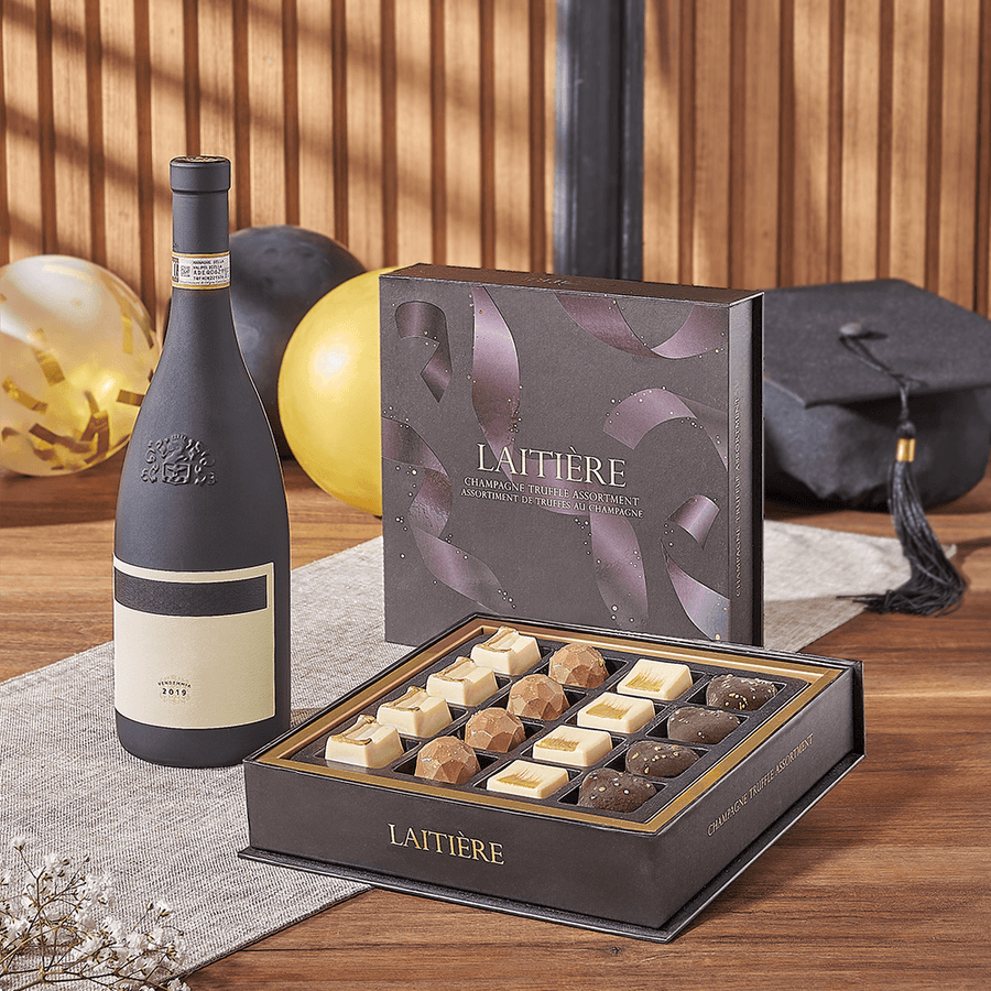 Graduation Wine & Truffle Gift, graduation gift, graduation, wine gift, wine, chocolate gift, chocolate, Chicago delivery