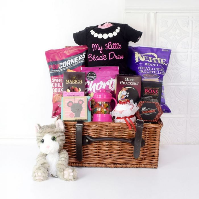 Baby Girl Bodysuit and Toys Basket – how the gift is presented