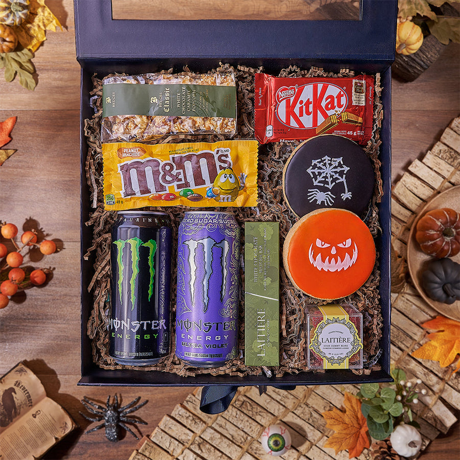 Halloween Monster Candy Box, halloween gift, halloween, candy gift, candy, energy drink gift, energy drink, Chicago delivery