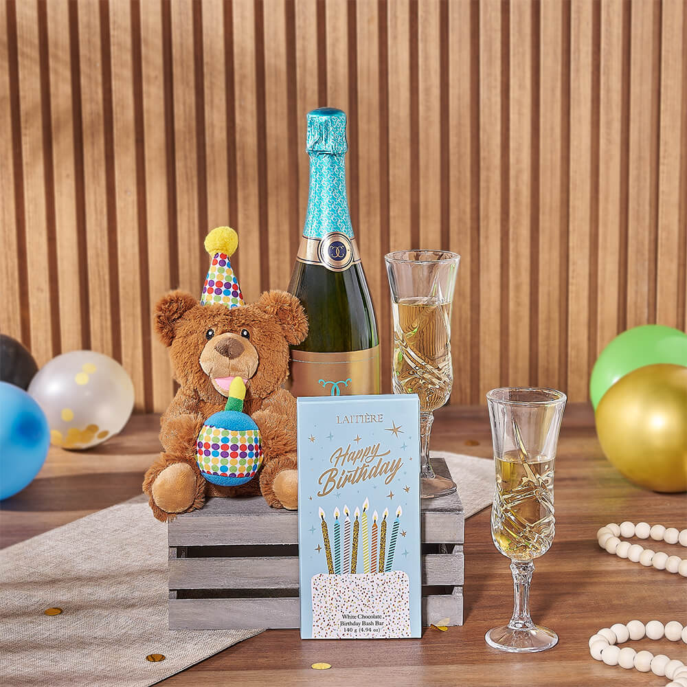 Happy Birthday Champagne &amp; Chocolate Crate, champagne gift, champagne, sparkling wine gift, sparkling wine, birthday gift, birthday, Chicago delivery