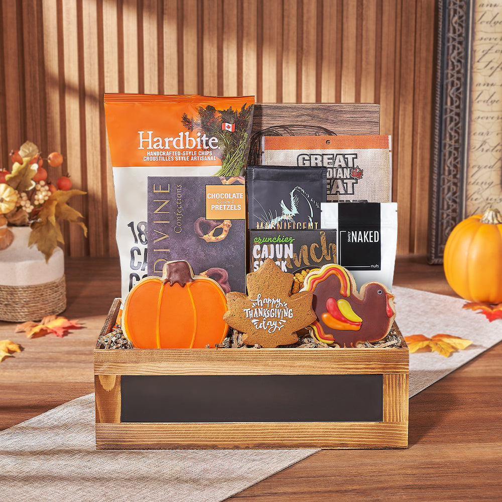 Thanksgiving Treats Wooden Box – how the gift is presented