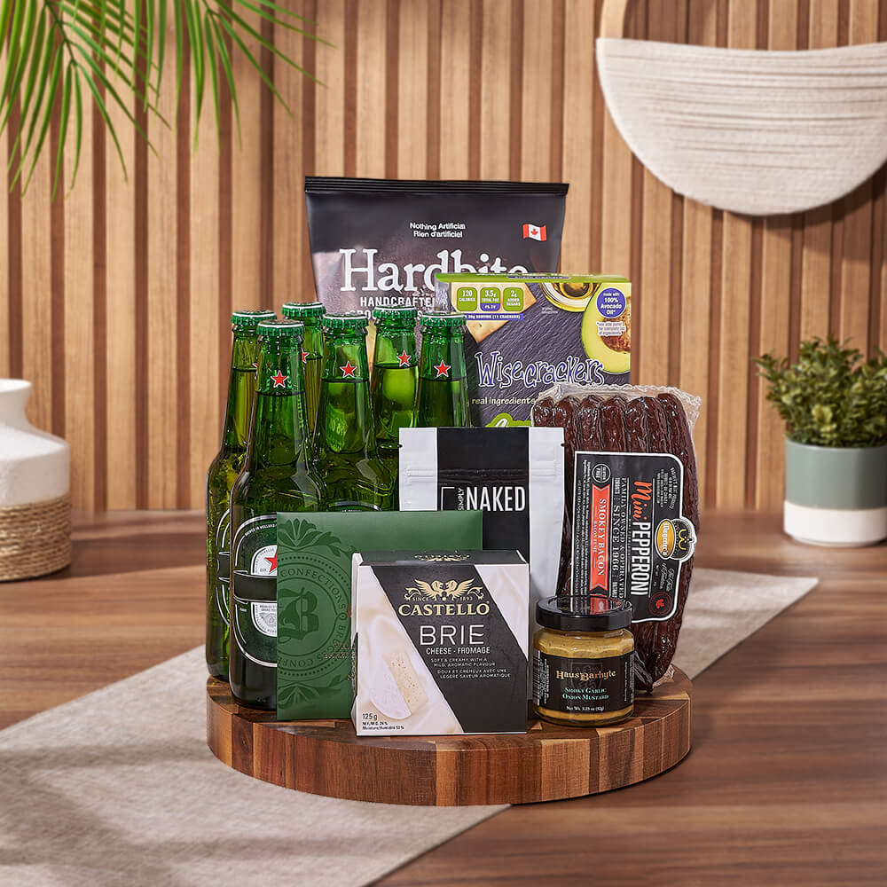 Heineken Beer &amp; Snacks Basket from Chicago Baskets - Beer Gift Set - Chicago Delivery.