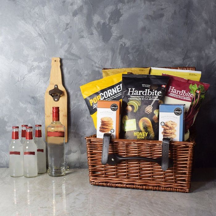 Hockey Night Shots &amp; Coolers Basket from Chicago Baskets - Liquor Gift Set - Chicago Delivery.