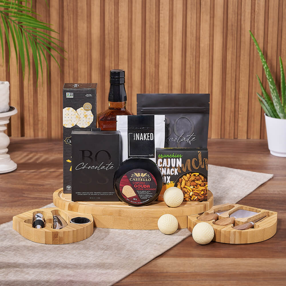Golf Liquor Gift Basket – how the gift is presented