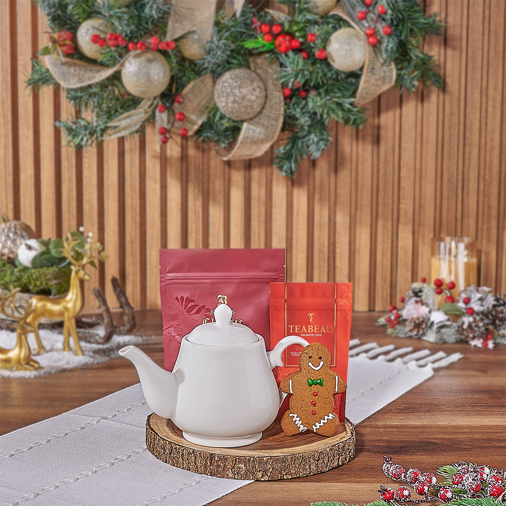 Holiday Tea &amp; Cookies Gift Basket, tea gift, tea, cookie gift, cookie, Christmas gift, christmas, Chicago delivery