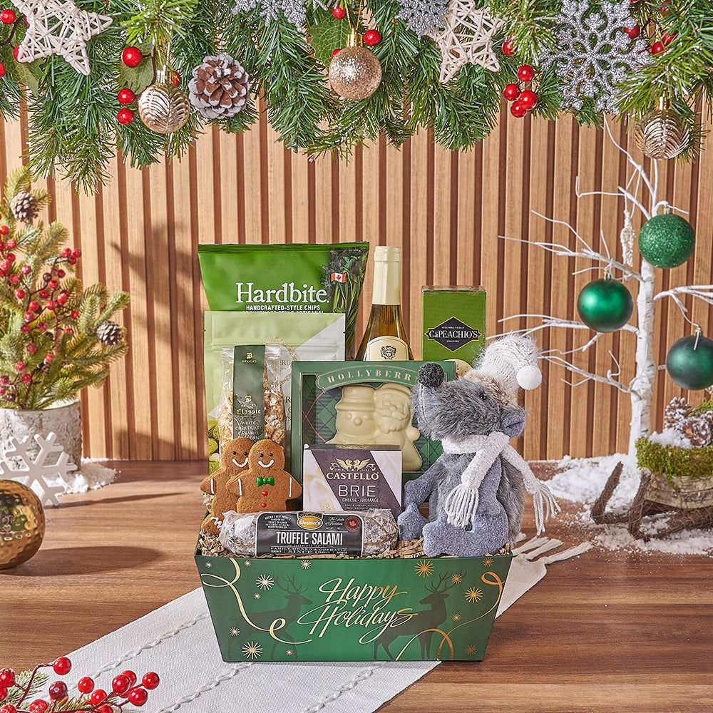 Holiday Wine & Charcuterie Gift Basket, christmas gift, christmas, chocolate gift, chocolate, cookie gift, cookie, wine gift, wine, Chicago delivery