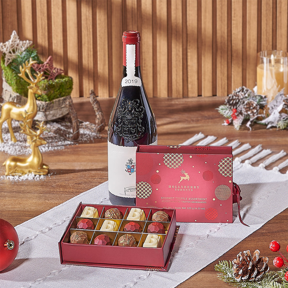 Holiday Wine &amp; Chocolate Gift, wine gift, wine, christmas gift, christmas, chocolate gift, chocolate, Chicago delivery