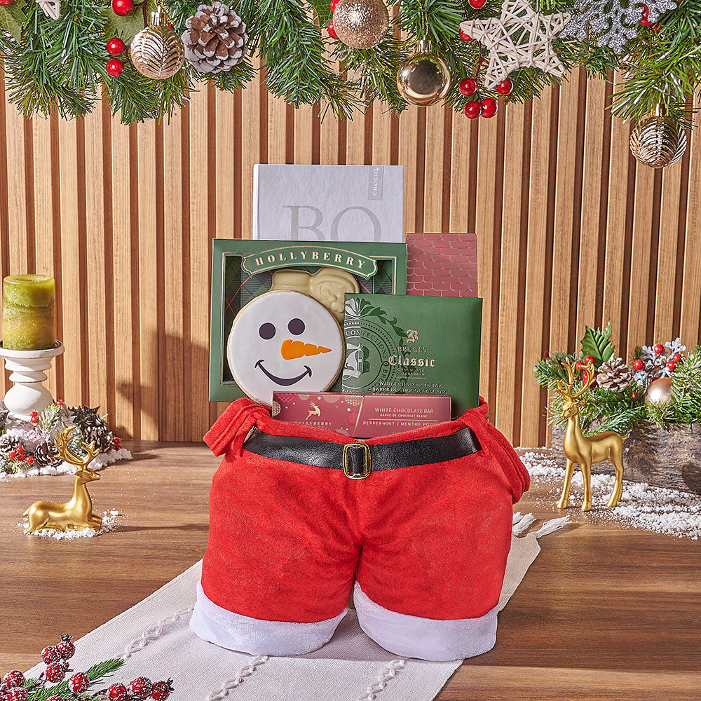 Santa Pants Cookie and Chocolate Bag – how the gift is presented