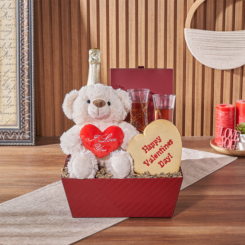 Kingsway Valentine’s Day Basket, champagne gift, champagne, sparkling wine gift, sparkling wine, chocolate gift, chocolate, Chicago delivery