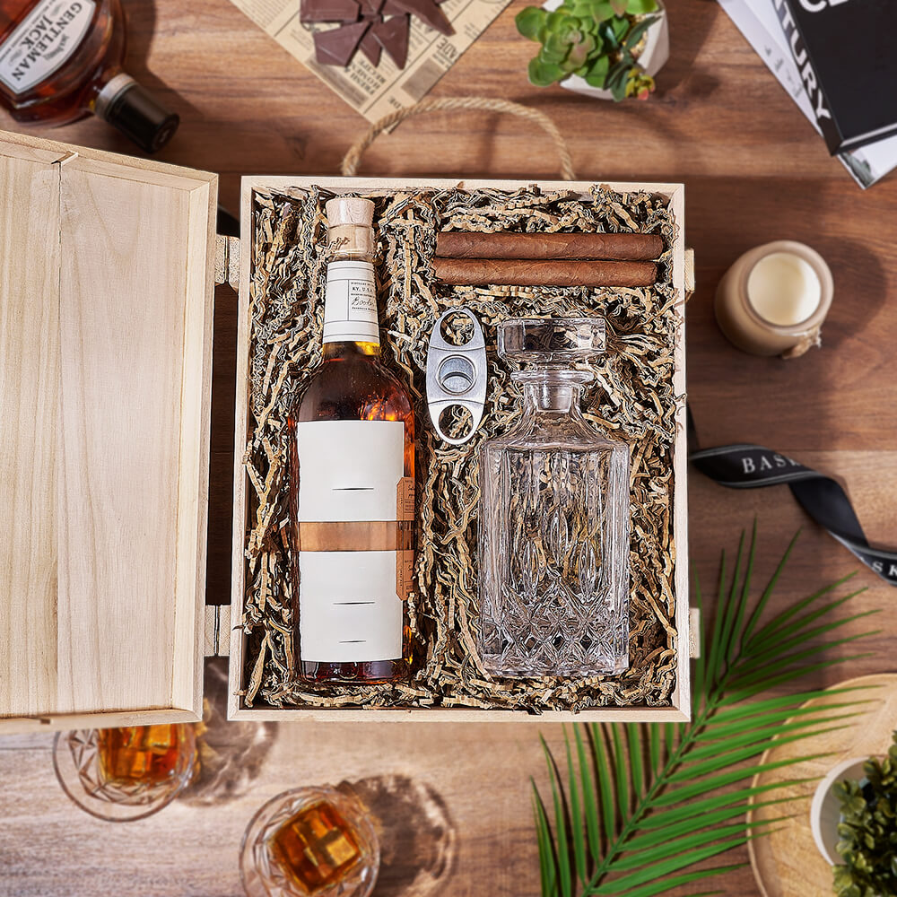 Liquor &amp; Decanter Crate from Chicago Baskets - Liquor Gift Set - Chicago Delivery
