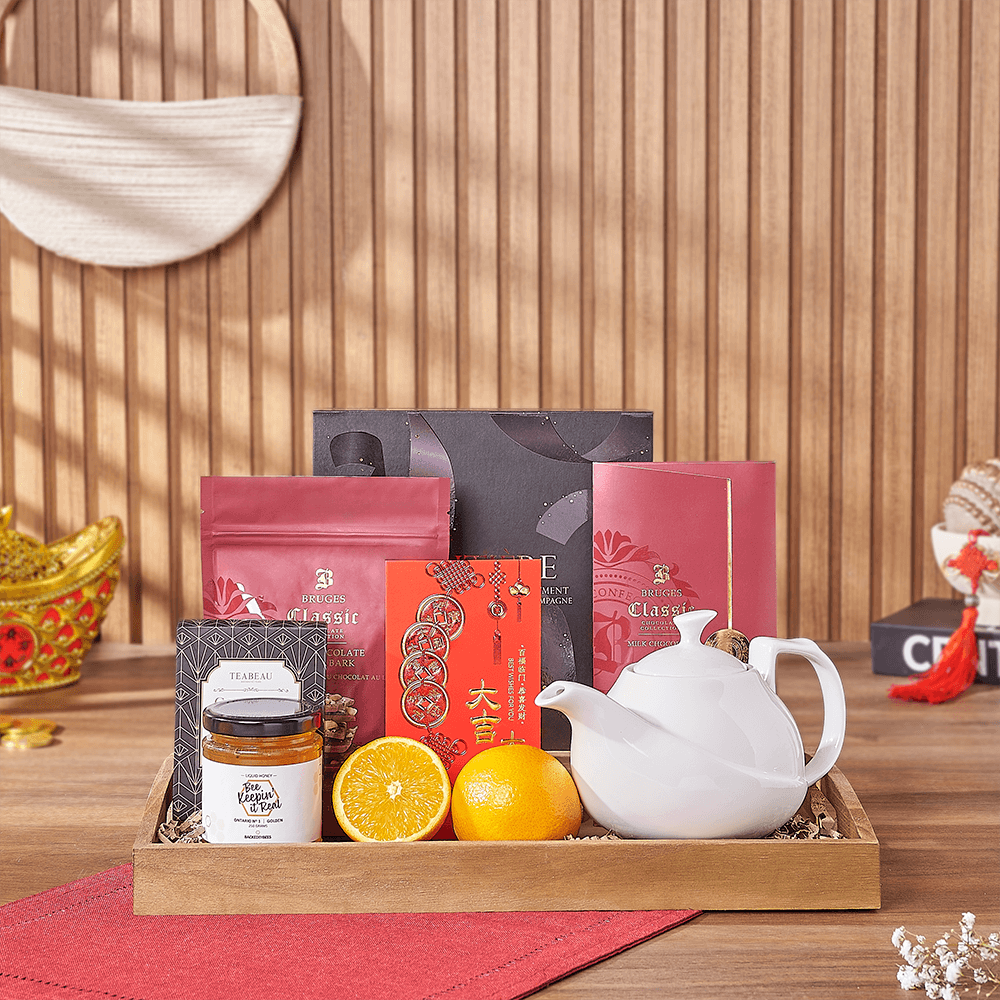 Lucky Tea Time Gift Tray, chinese new year gift, chinese new year, lunar new year gift, lunar new year, tea gift, tea, Chicago delivery