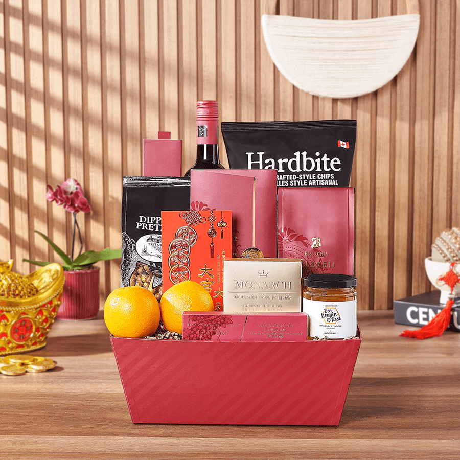 Lucky Wine & Snack Gift Set, wine gift, wine, chinese new year gift, chinese new year, lunar new year gift, lunar new year, Chicago delivery