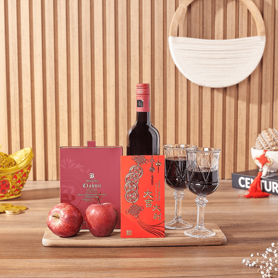 Lunar New Year Wine & Chocolate Gift, wine gift, wine, chinese new year gift, chinese new year, lunar new year gift, lunar new year, Chicago delivery
