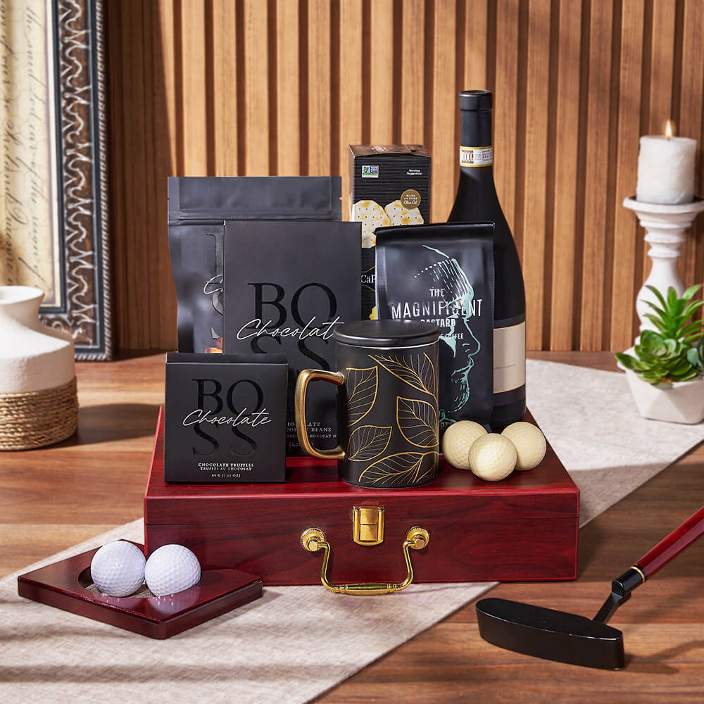 Luxe Putting &amp; Wine Gift Set from Connecticut Baskets - Wine Gift Basket - Chicago Delivery.