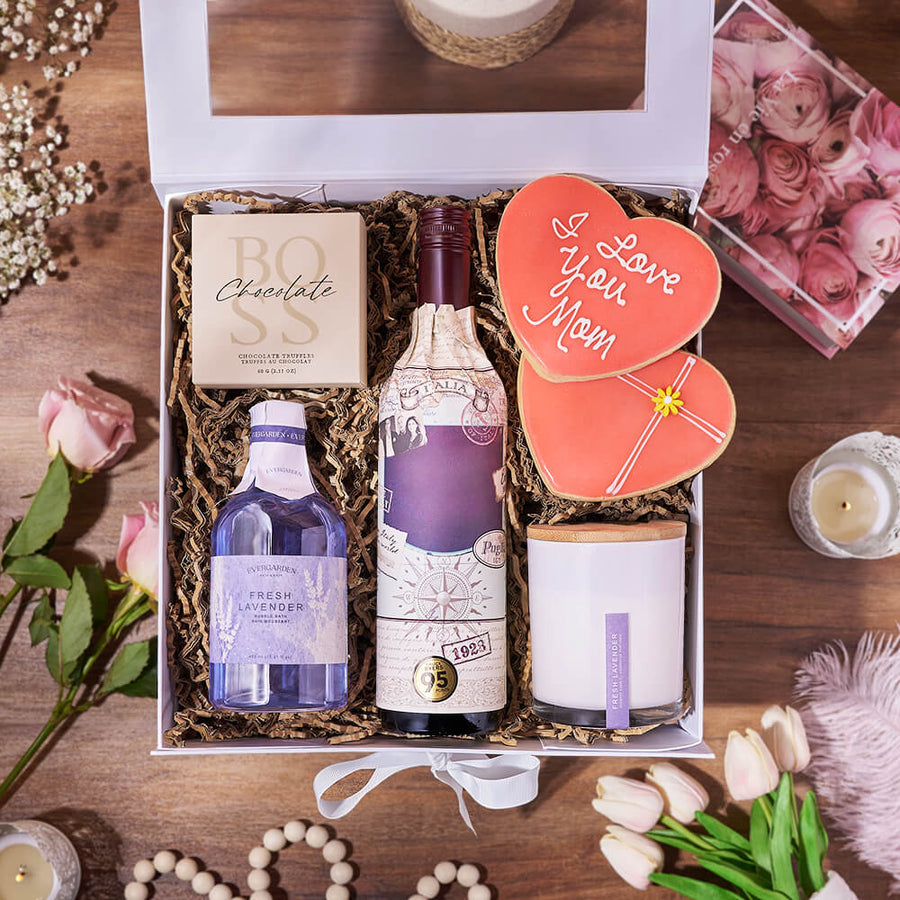 Luxurious Mother’s Day Spa Gift Box, mothers day gift, mothers day, spa gift, spa, wine gift, wine, bath & body gift, bath & body, Chicago delivery