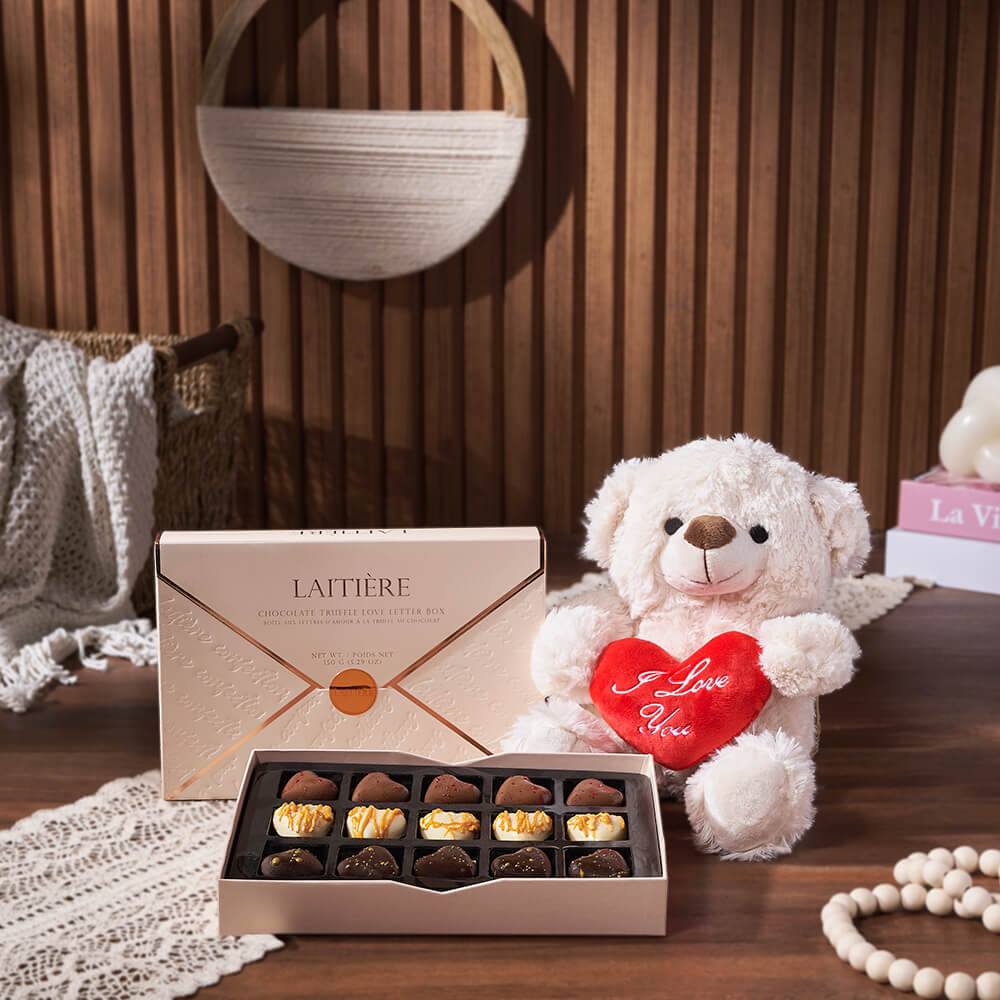 Luxury Truffle & Bear Gift Set, chocolate gift, chocolate, bear gift, bear, Chicago delivery
