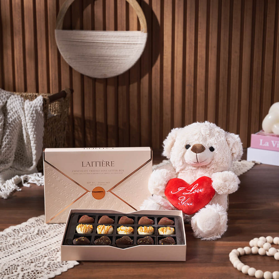 Luxury Truffle & Bear Gift Set, chocolate gift, chocolate, bear gift, bear, Chicago delivery
