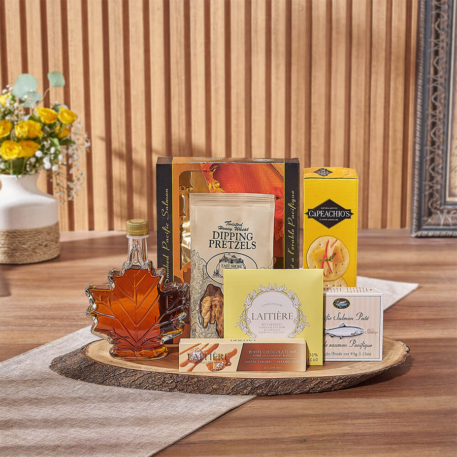 Maple & Salmon Gift Basket, seafood gift, seafood, chocolate gift, chocolate, Chicago delivery