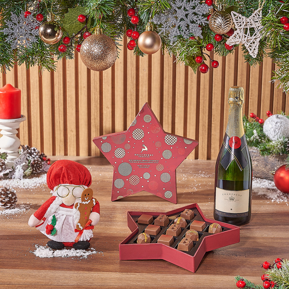 Mrs. Claus Champagne &amp; Chocolate Gift Set, Christmas gift, Christmas, chocolate gift, chocolate, Chicago delivery