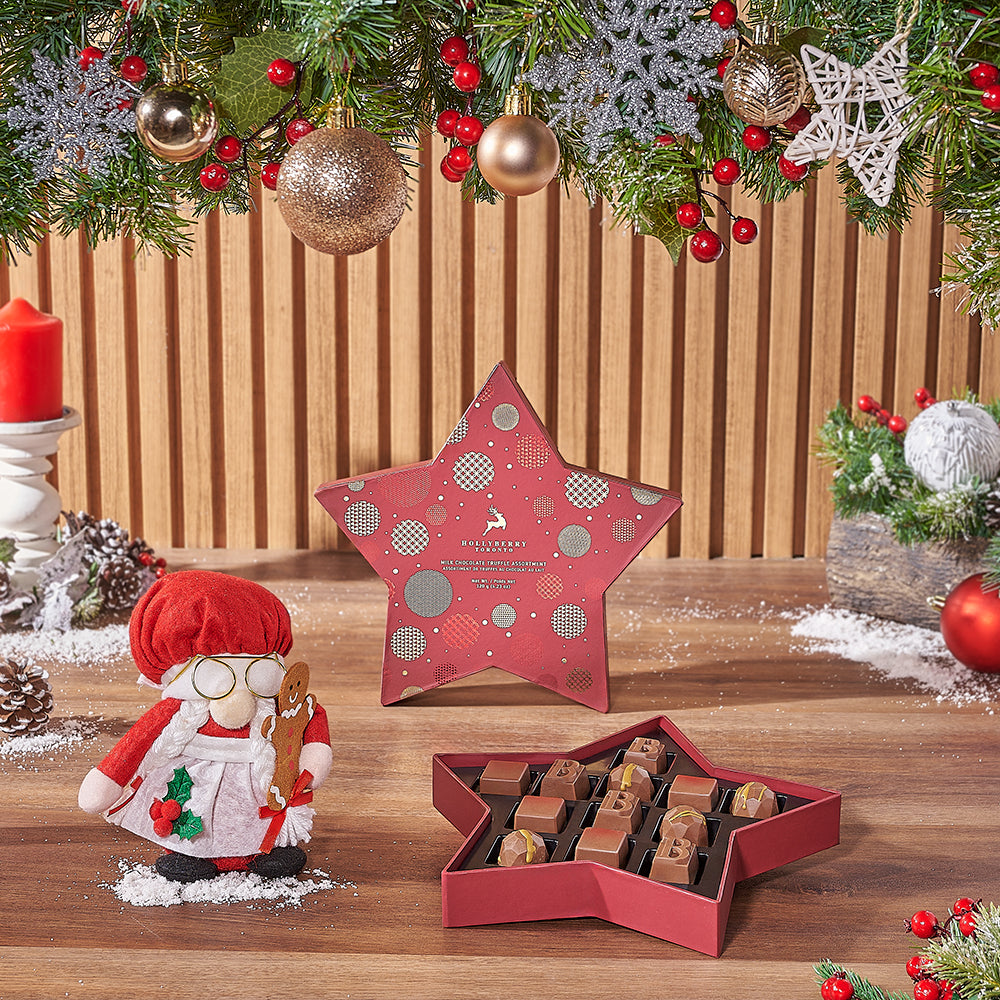Mrs. Claus &amp; Gourmet Chocolates Gift Set from Chicago Baskets - Gourmet Gift Basket - Chicago Delivery