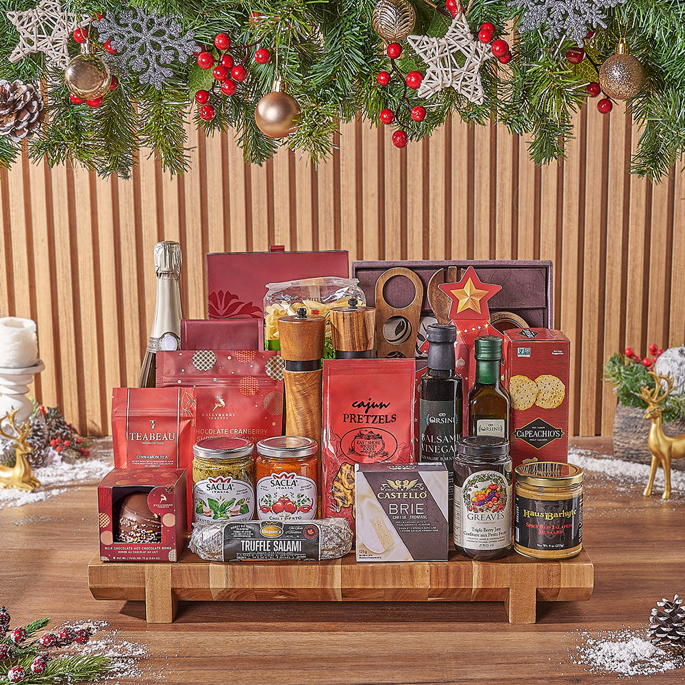 Sparkling Wine and Chocolate Christmas Basket – how the gift is presented
