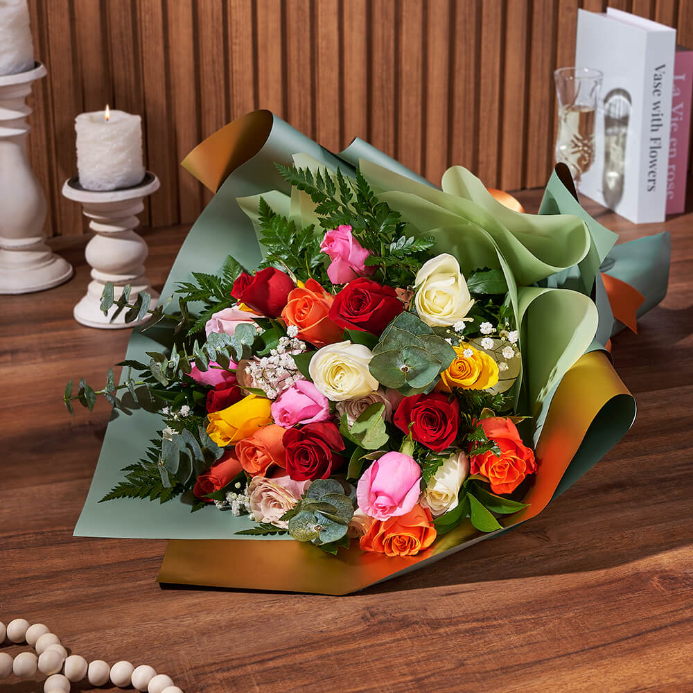 Prismatic Rose Bouquet Gift from Chicago Baskets – Flower Gift Basket - Chicago Delivery