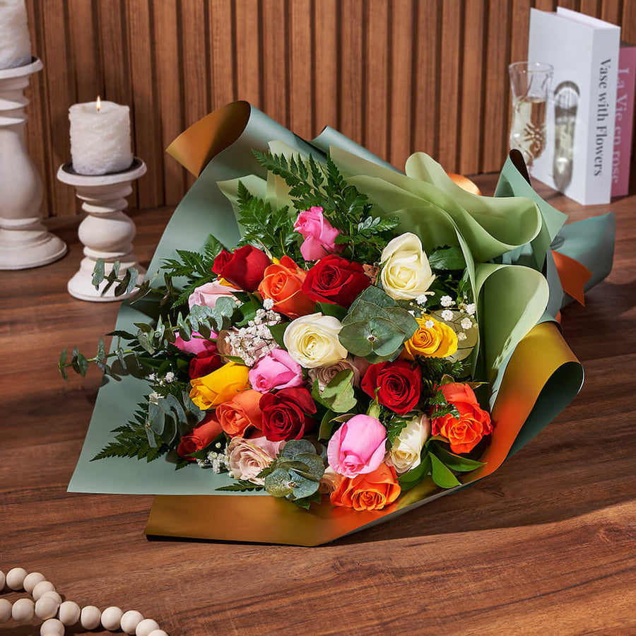 Prismatic Rose Bouquet Gift from Chicago Baskets – Flower Gift Basket - Chicago Delivery