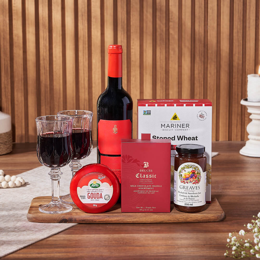 Wine Gift Basket with Jam – how the gift is presented