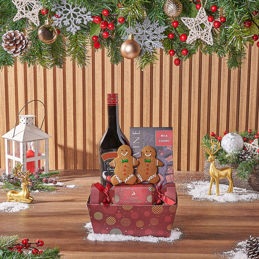 Red Sweets &amp; Spirits Gift Set, liquor gift, liquor, chocolate gift, chocolate, christmas gift, christmas, Chicago delivery