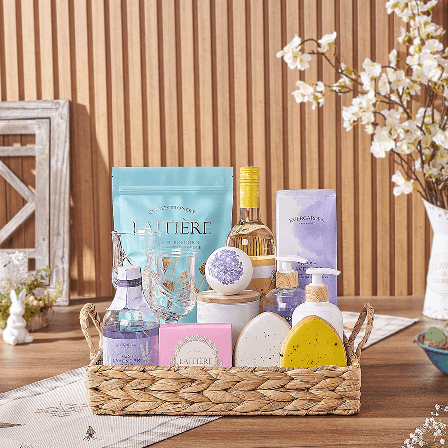 Relaxing Easter Spa & Wine Gift, spa gift, spa, wine gift, wine, easter gift, easter, Chicago delivery