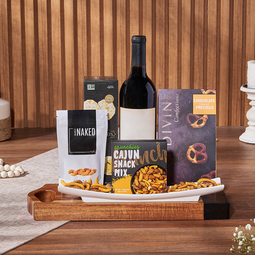 Salty Snack &amp; Wine Gift Set, wine gift, wine, snack gift, snack, nuts gift, nuts, Chicago delivery