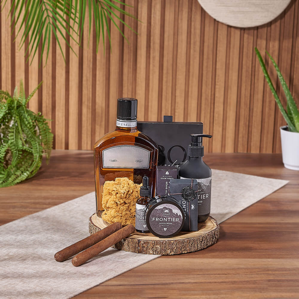 Sandalwood Spa &amp; Spirits Gift Set, liquor gift, liquor, spa gift, spa, Chicago delivery